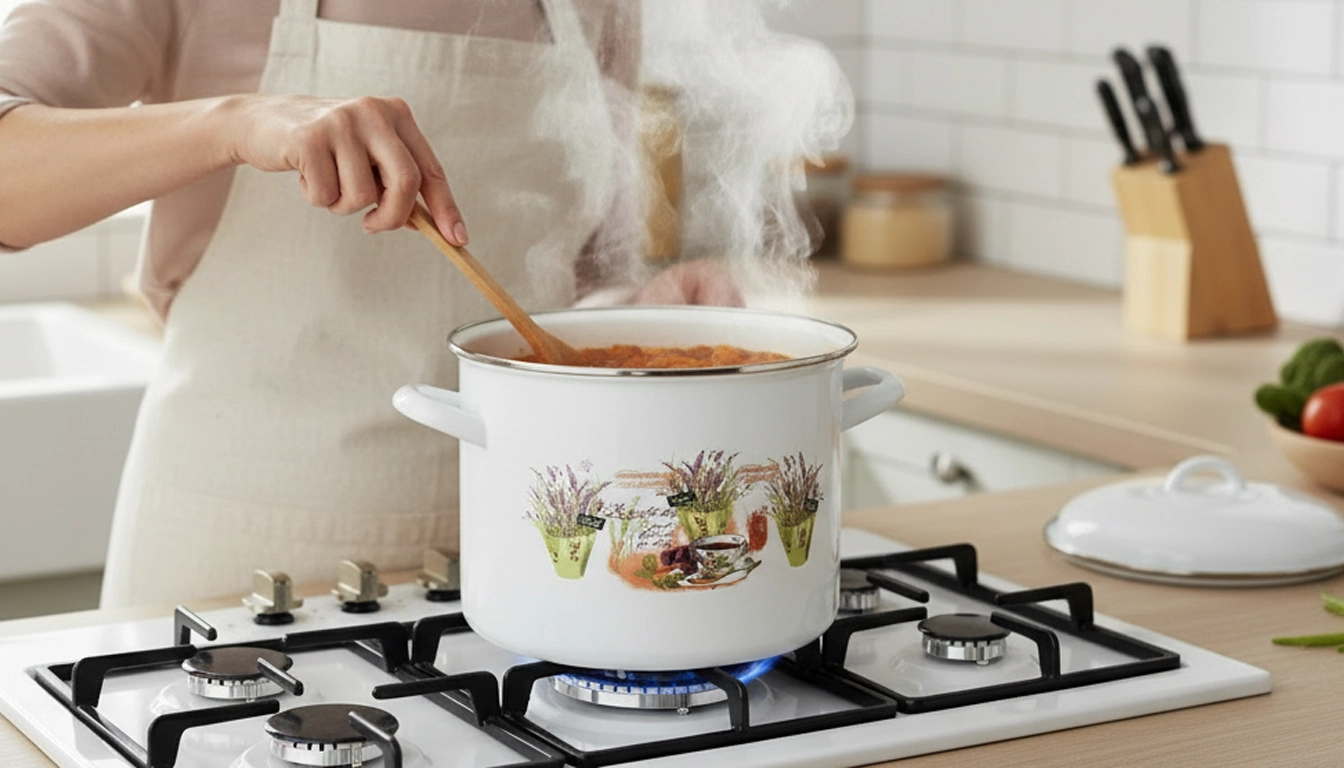 Smaltovaný hrniec s pokrievkou 8,6l Levandula